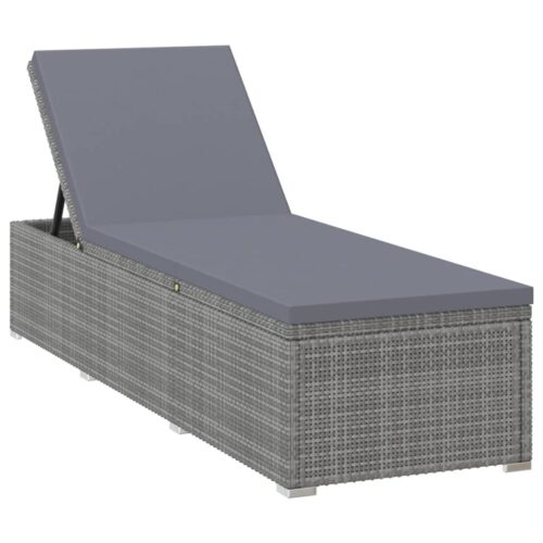 3-Piece Garden Sun Loungers with Tea Table Poly Rattan Grey - Image 3