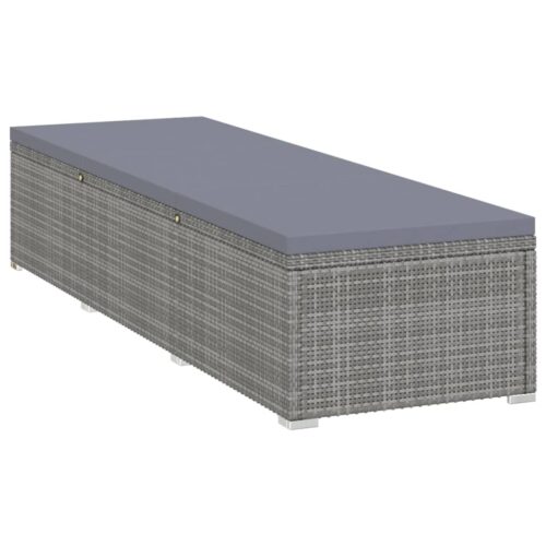3-Piece Garden Sun Loungers with Tea Table Poly Rattan Grey - Image 4