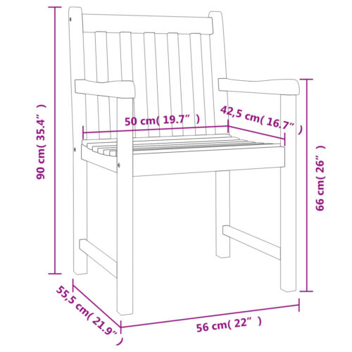 Garden Chairs 6pcs 56x55.5x90cm Solid Wood Acacia - Image 8