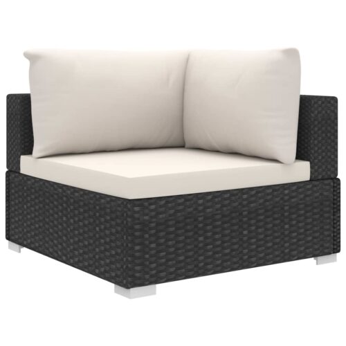 4-Piece Garden Lounge Set with Cushions Poly Rattan Wicker Outdoor Patio Furniture Black - Image 4