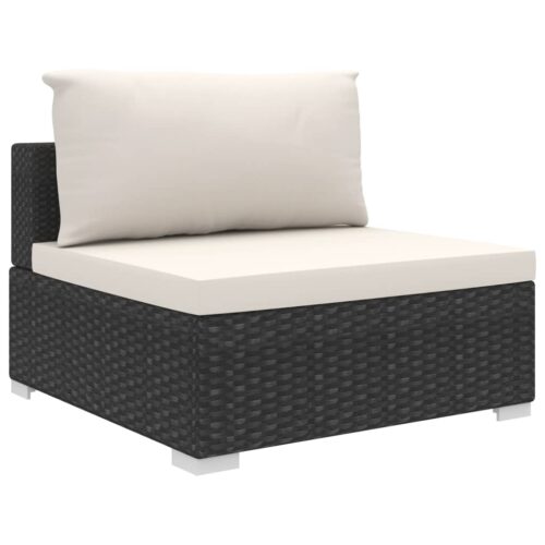 4-Piece Garden Lounge Set with Cushions Poly Rattan Wicker Outdoor Patio Furniture Black - Image 5