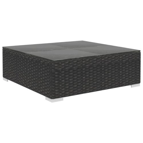 4-Piece Garden Lounge Set with Cushions Poly Rattan Wicker Outdoor Patio Furniture Black - Image 7