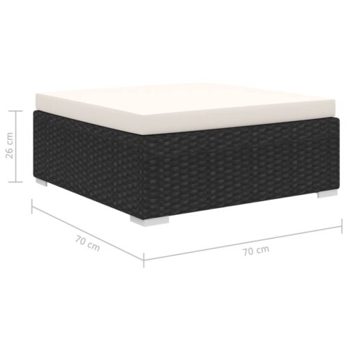 4-Piece Garden Lounge Set with Cushions Poly Rattan Wicker Outdoor Patio Furniture Black - Image 10