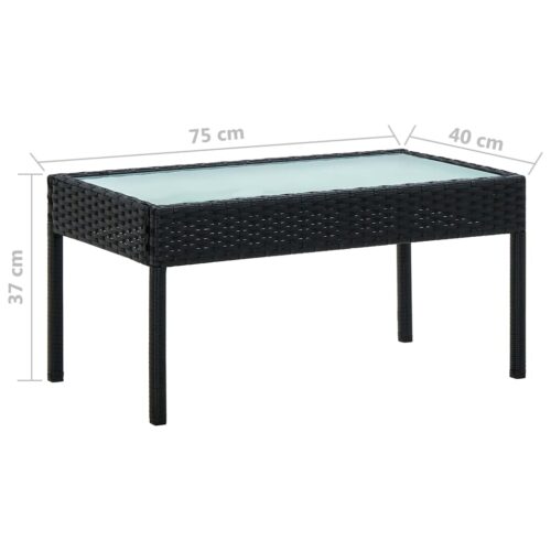 4-Piece Garden Lounge Set with Cushions Poly Rattan Wicker Outdoor Patio Furniture Black - Image 10