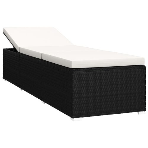 3-Piece Garden Sun Loungers with Tea Table Poly Rattan Black - Image 4