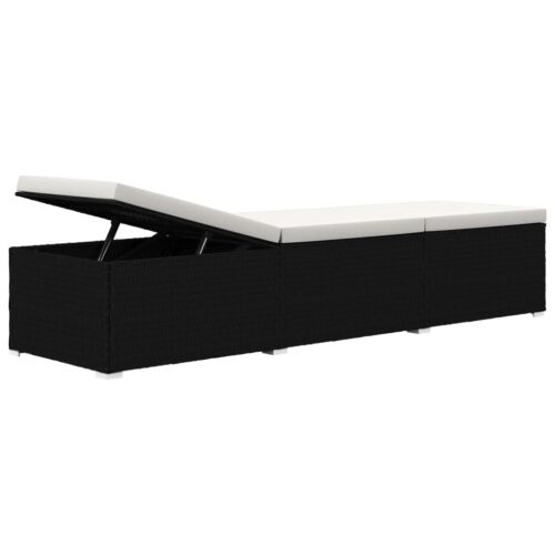 3-Piece Garden Sun Loungers with Tea Table Poly Rattan Black - Image 7