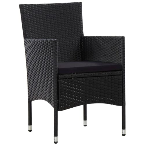 4 Piece Garden Lounge Set with Cushions Poly Rattan Black - Image 5