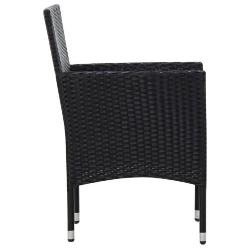 4 Piece Garden Lounge Set with Cushions Poly Rattan Black - Image 7