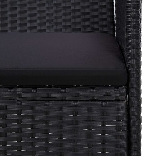 4 Piece Garden Lounge Set with Cushions Poly Rattan Black - Image 11