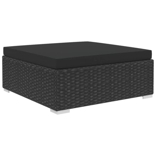 4-Piece Garden Lounge Set with Cushions Poly Rattan Wicker Outdoor Patio Furniture Black - Image 6