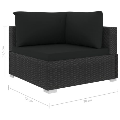 4-Piece Garden Lounge Set with Cushions Poly Rattan Wicker Outdoor Patio Furniture Black - Image 8
