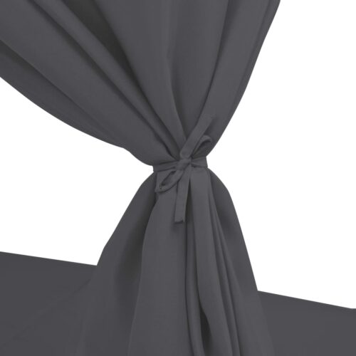Outdoor Lounge Bed with Curtains Poly Rattan Grey - Image 5