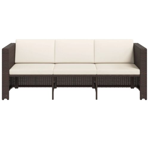 4-Piece Garden Lounge Set with Cushions Poly Rattan Wicker Outdoor Patio Furniture Brown - Image 6