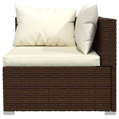 4-Piece Garden Lounge Set with Cushions Poly Rattan Wicker Outdoor Patio Furniture Brown - Image 4