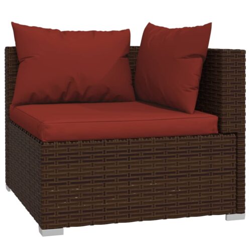 4-Piece Garden Lounge Set with Cushions Poly Rattan Wicker Outdoor Patio Furniture Brown - Image 3