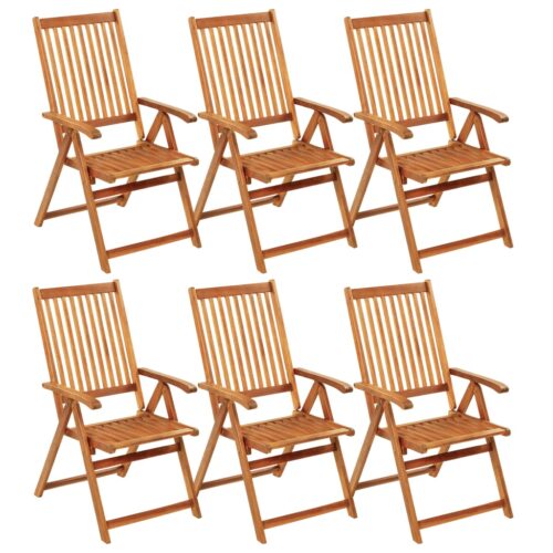 Folding Garden Chairs 6pcs with Cushions Solid Acacia Wood - Image 2