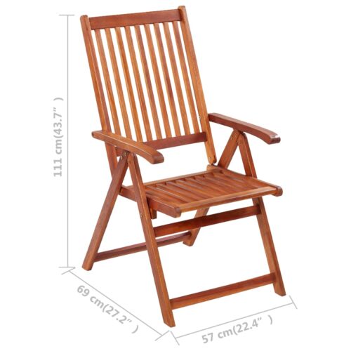 Folding Garden Chairs 6pcs with Cushions Solid Acacia Wood - Image 10