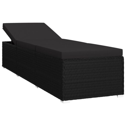 3-Piece Garden Sun Loungers with Tea Table Poly Rattan Black - Image 4