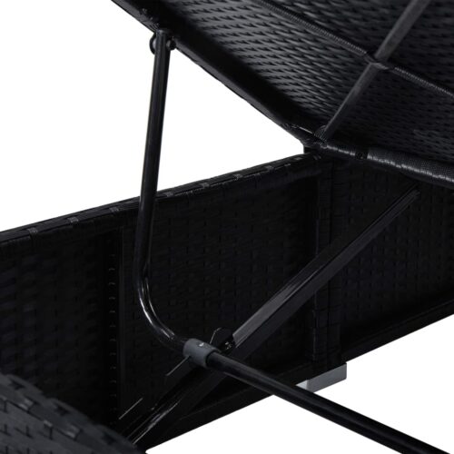 3-Piece Garden Sun Loungers with Tea Table Poly Rattan Black - Image 8