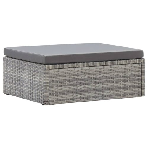 Garden Lounge Bed with Roof Mixed Grey Poly Rattan - Image 10