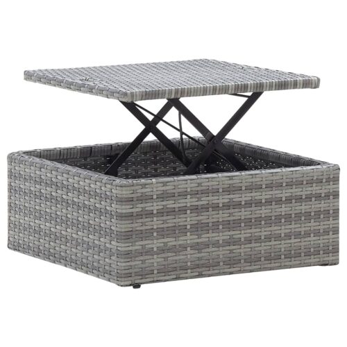 Garden Lounge Bed with Roof Mixed Grey Poly Rattan - Image 11