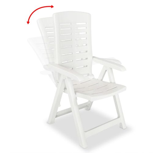 Reclining Garden Chairs 6pcs Plastic White - Image 2
