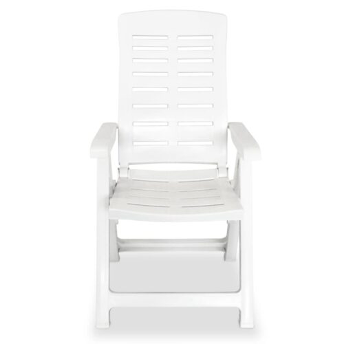 Reclining Garden Chairs 6pcs Plastic White - Image 4