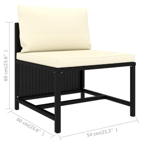 3-Piece Garden Sofa Set with Cushions Black Poly Rattan - Image 7