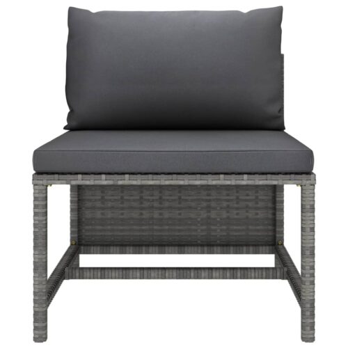 3-Piece Garden Sofa Set with Cushions Grey Poly Rattan - Image 3