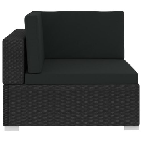 3-Piece Garden Sofa Set with Cushions Poly Rattan Wicker Outdoor Patio Furniture Black - Image 5