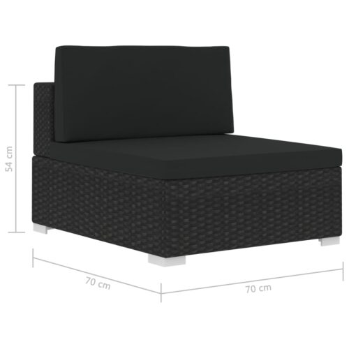 3-Piece Garden Sofa Set with Cushions Poly Rattan Wicker Outdoor Patio Furniture Black - Image 11