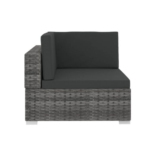 3-Piece Garden Sofa Set with Cushions Poly Rattan Wicker Outdoor Patio Furniture Grey - Image 5
