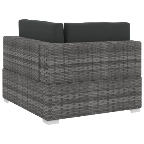3-Piece Garden Sofa Set with Cushions Poly Rattan Wicker Outdoor Patio Furniture Grey - Image 6