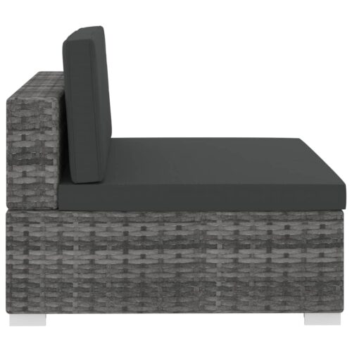 3-Piece Garden Sofa Set with Cushions Poly Rattan Wicker Outdoor Patio Furniture Grey - Image 8