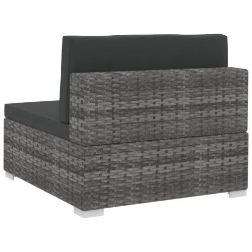 3-Piece Garden Sofa Set with Cushions Poly Rattan Wicker Outdoor Patio Furniture Grey - Image 9