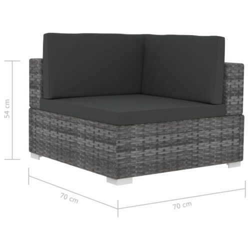 3-Piece Garden Sofa Set with Cushions Poly Rattan Wicker Outdoor Patio Furniture Grey - Image 10