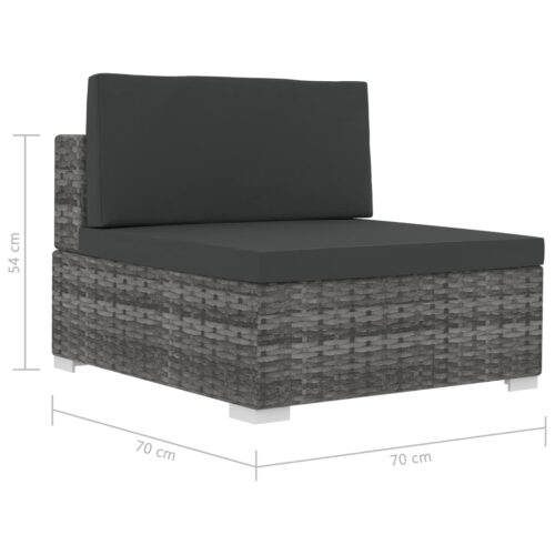 3-Piece Garden Sofa Set with Cushions Poly Rattan Wicker Outdoor Patio Furniture Grey - Image 11