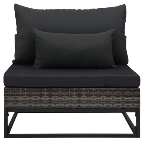 3-Piece Garden Sofa Set with Cushions Poly Rattan Grey - Image 7
