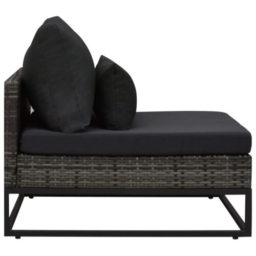 3-Piece Garden Sofa Set with Cushions Poly Rattan Grey - Image 8
