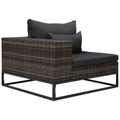 3-Piece Garden Sofa Set with Cushions Poly Rattan Grey - Image 9