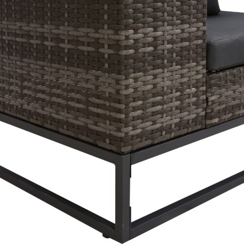 3-Piece Garden Sofa Set with Cushions Poly Rattan Grey - Image 12