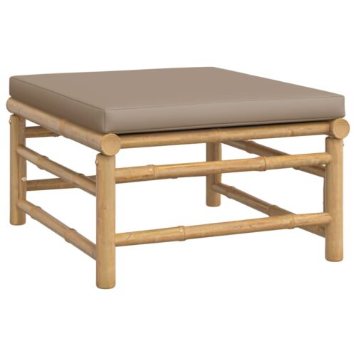3-Piece Garden Lounge Set with Taupe Cushions Bamboo - Image 5