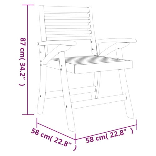Garden Chairs 6pcs 58x58x87cm Solid Wood Acacia - Image 6