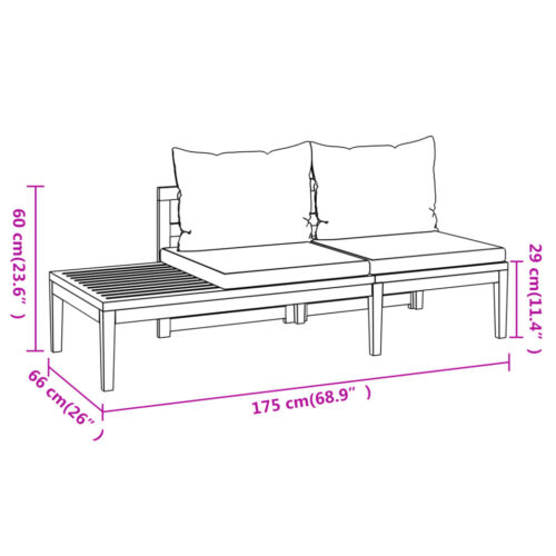 4-Piece Garden Lounge Set with Cream White Cushions Acacia Wood - Image 11