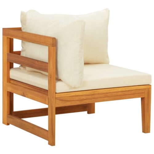 4-Piece Garden Lounge Set with Cream White Cushions Acacia Wood - Image 4