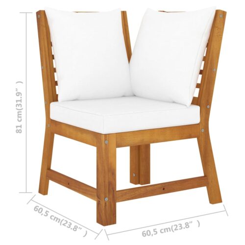 4-Piece Garden Lounge Set with Cushion Cream Acacia Wood Timber Outdoor Patio Furniture - Image 11