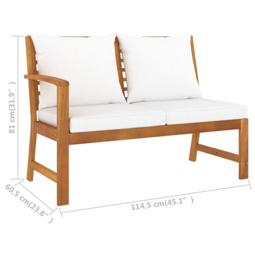 4-Piece Garden Lounge Set with Cushion Cream Acacia Wood Timber Outdoor Patio Furniture - Image 10