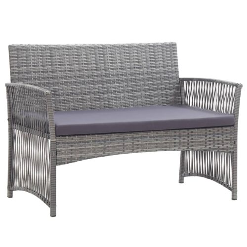 4-Piece Garden Lounge Set with Cushion Poly Rattan Wicker Outdoor Patio Furniture Anthracite - Image 9