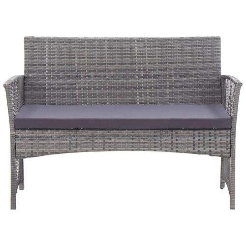 4-Piece Garden Lounge Set with Cushion Poly Rattan Wicker Outdoor Patio Furniture Anthracite - Image 10