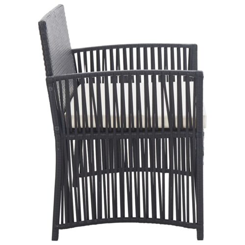 4-Piece Garden Lounge Set with Cushion Poly Rattan Wicker Outdoor Patio Furniture Black - Image 6